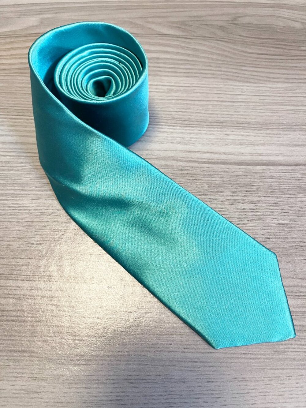 Nordstrom Men's Shop Teal Aqua 100% Silk Satin Neck Tie Classic Formal Wedding
